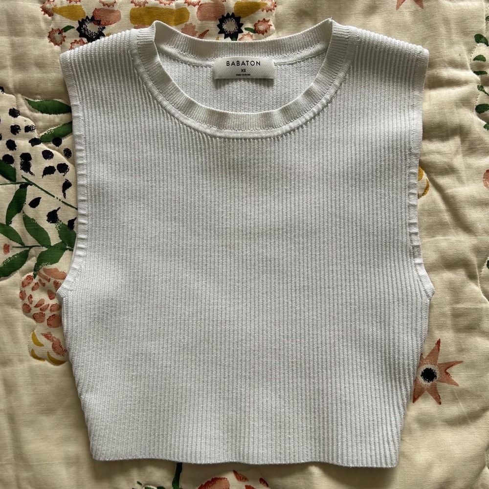 White Babaton Ribbed Crewneck cami tank top